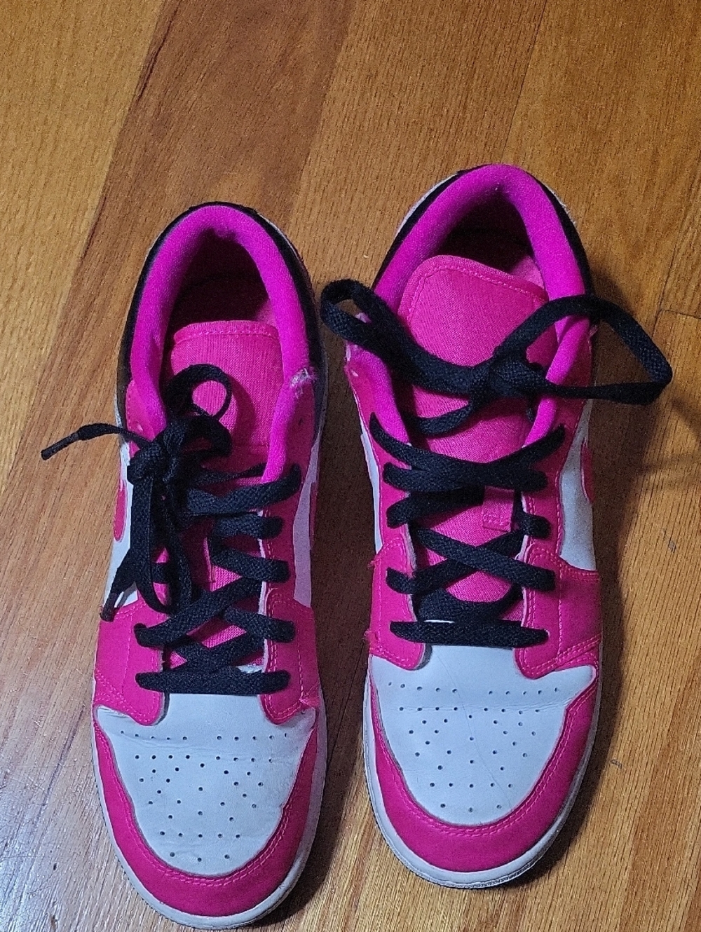 Jordan Hot Pink and White Low-Top Sneakers with Black Accents